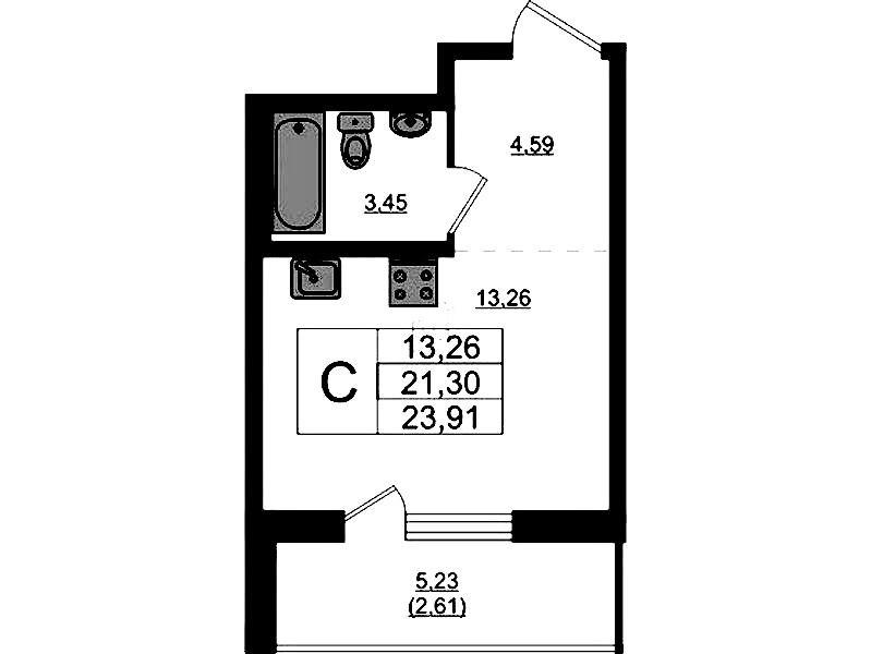 Квартира студия 23.91 м², 17/17 эт., ЖК «Стороны Света 2»